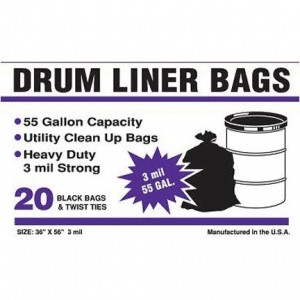 55-Gallon, 3mil drum liners-heavy duty trash bags.