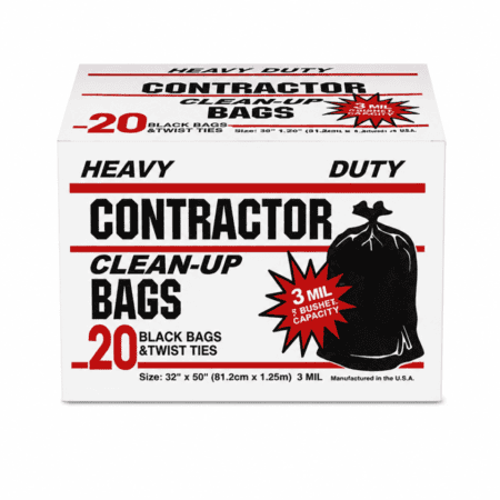 Heavy Duty Contractor Clean-Up Bags 3 Mil 20 Count Box Packaging
