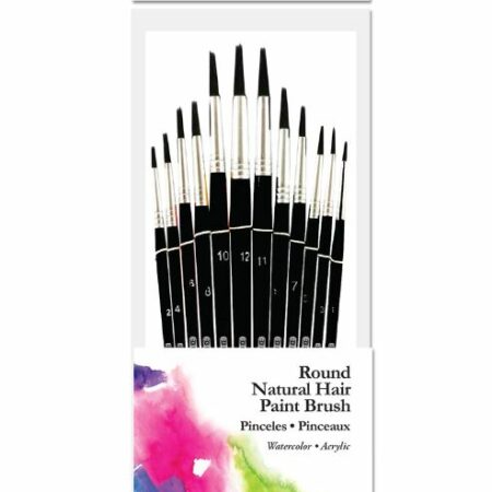 Paint Brush Set - Round Natural Hair (12/Pack) - Pack of 144