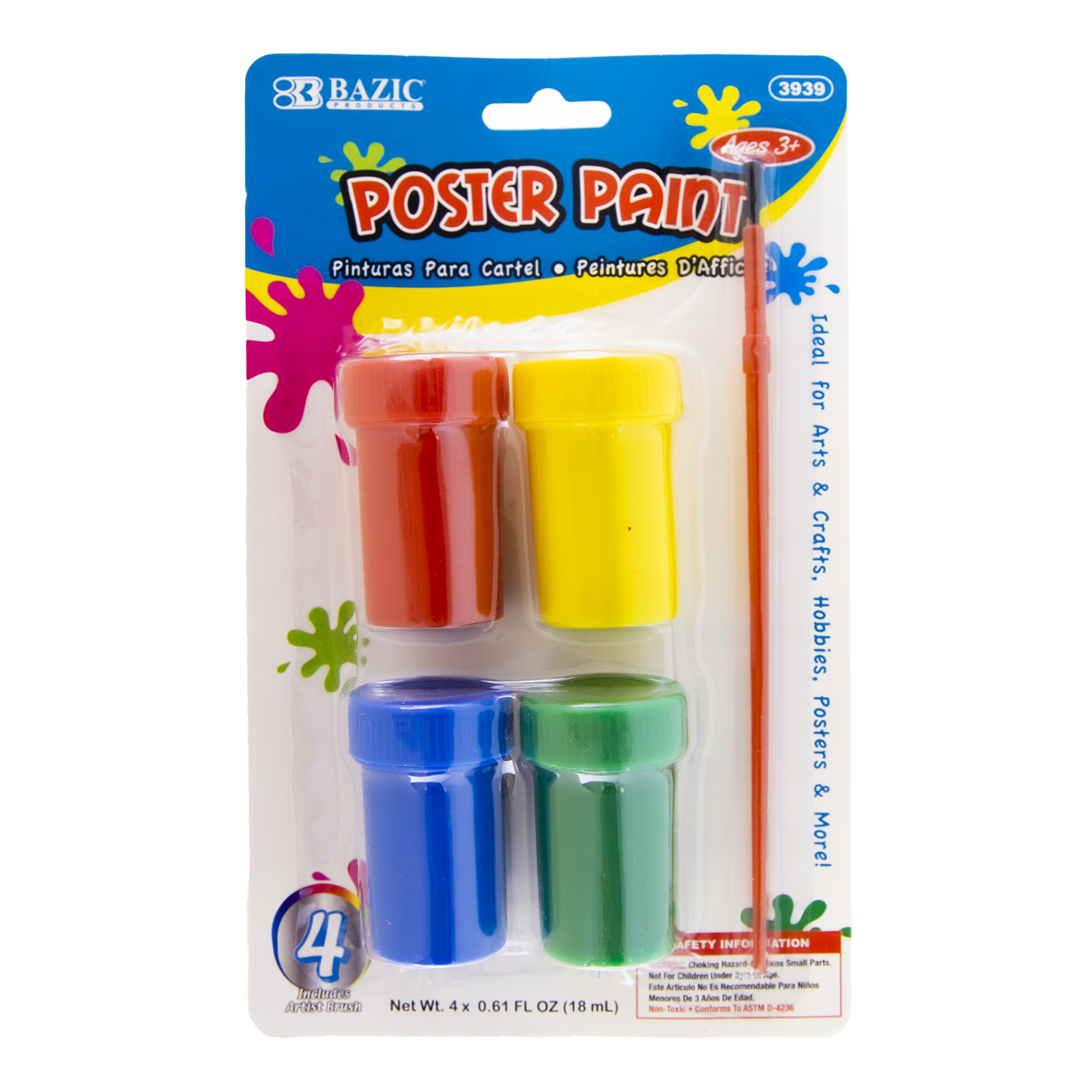 thumbnail image 2 of ArtBox Children's 15x Poster Paint Pots Set With 4 Brushes - Kids Art Craft Painting Kit 2 of 4