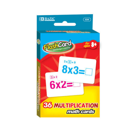 Multiplication Flash Cards for Kids – 36 Colorful Math Cards – Bulk Pack of 24 for Classroom and Retail Use