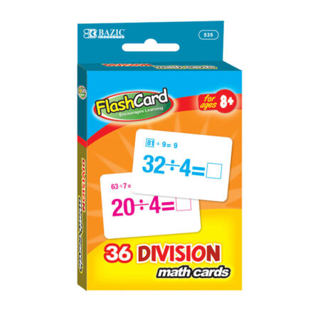 Division Flash Cards Pack for Kids – 36 Educational Cards – Bulk Pack of 24 for Schools and Retail