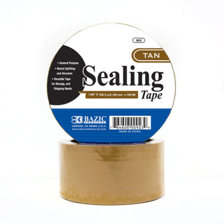 Tan packing tape roll – 2 inches x 110 yards, heavy-duty adhesive for secure carton sealing