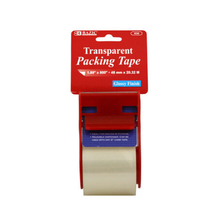 Clear packing tape with easy-grip dispenser – 2" x 800" roll for box sealing, office, and retail use