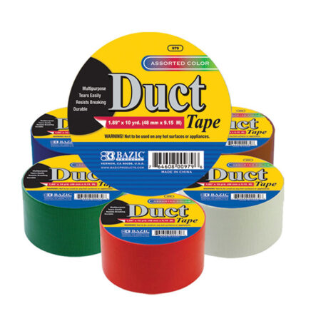 2-inch x 10-yard assorted color duct tape – case of 36 rolls. Strong adhesive, durable cloth backing, and vibrant colors for crafts, repairs, and industrial use.