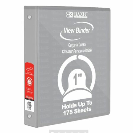 3-Ring View Binder – Grey – 1″ Rings – w/ 2-Pockets - Pack of 12