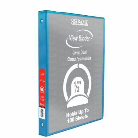 3-Ring View Binder - Cyan - 1/2" Rings - w/ 2-Pockets - Pack of 12