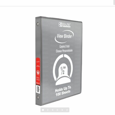 3-Ring View Binder - Grey - 1/2" Rings - w/ 2-Pockets - Pack of 12