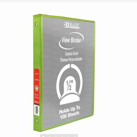 3-Ring View Binder - Lime Green - 1/2" Rings - w/ 2-Pockets - Pack of 12