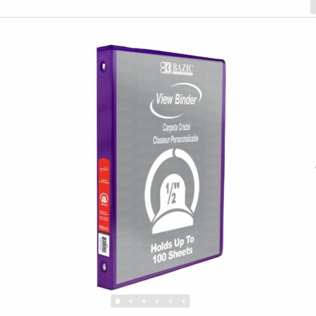 3-Ring View Binder - Purple - 1/2" Rings - w/ 2-Pockets - Pack of 12