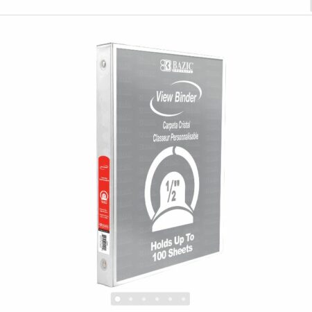 3-Ring View Binder - White - 1/2" Rings - w/ 2-Pockets - Pack of 12