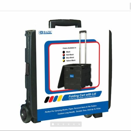 16"X18"X15" Black Folding Cart on Wheels w/Lid Cover - Pack of 3