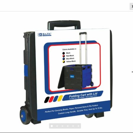 16"X18"X15" Blue Folding Cart on Wheels w/Lid Cover - Pack of 3