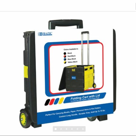 16"X18"X15" Yellow Folding Cart on Wheels w/Lid Cover - Pack of 3