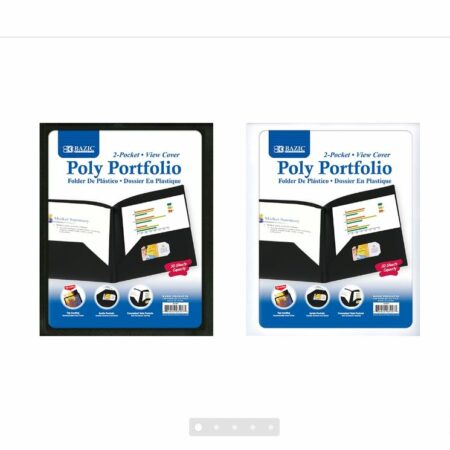 2-Pockets Poly Portfolio w/ View Cover - Black - Pack of 48
