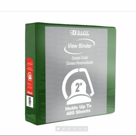 3-Ring View Binder - Green - 2" Rings - w/ 2-Pockets - Pack of 12