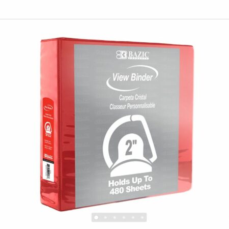 3-Ring View Binder - Red - 2" Rings - w/ 2-Pockets - Pack of 12