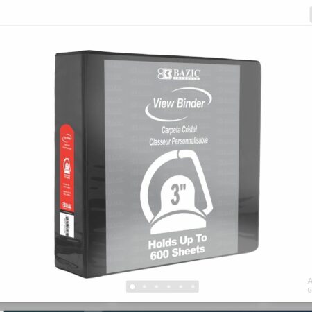 3-Ring View Binder – Black – 3″ Rings – w/ 2-Pockets - Pack of 12
