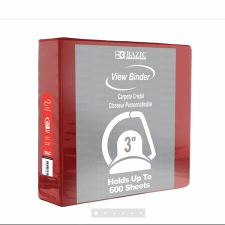 3-Ring View Binder – Burgundy – 3″ Rings – w/ 2-Pockets - Pack of 12