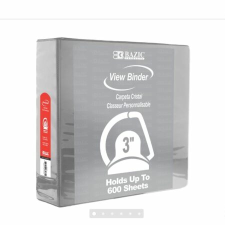 3-Ring View Binder – Grey – 3″ Rings – w/ 2-Pockets - Pack of 12