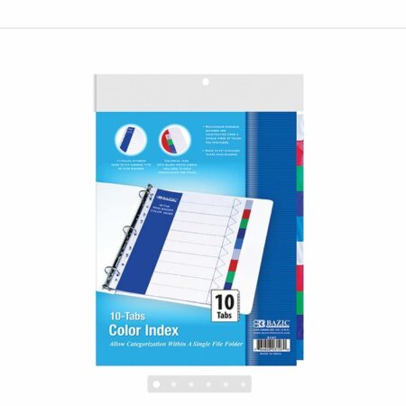 3-Ring Binder Dividers w/ 10-Color Tabs - Pack of 144