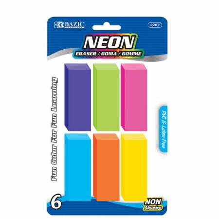Neon Bevel Eraser (6/Pack)