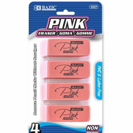 Pink Bevel Eraser (4/Pack)