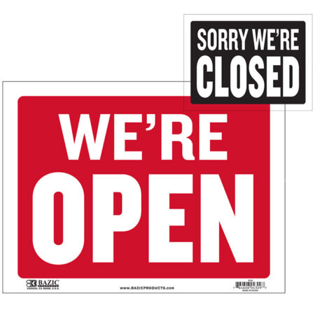 Open Sign w/ Closed Sign on Back, 12" X 16"