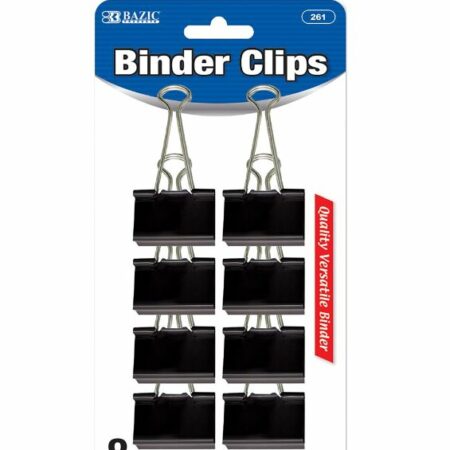 Medium 1 1/4" (32mm) Black Binder Clip (8/Pack)