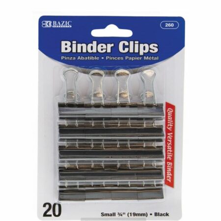 Small 3/4" (19mm) Black Binder Clip (20/Pack)