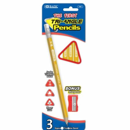 3 #2 The First Triangle Jumbo Yellow Pencil w/ Sharpener