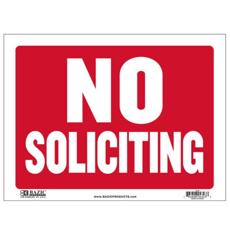 No Soliciting Sign, 9" X 12"