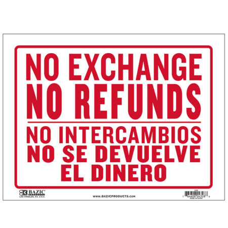 cheap spanish no refunds signs