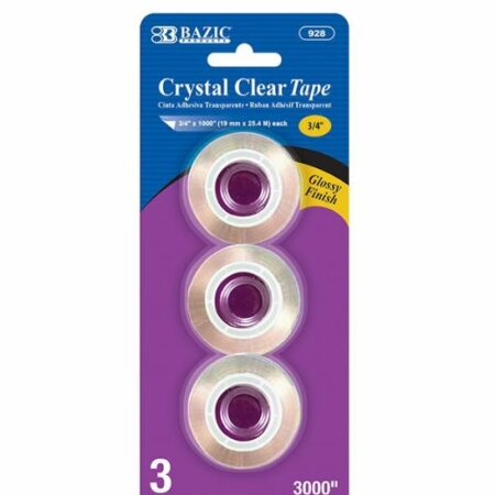 Crystal clear tape refill rolls 3/4 inch x 1000 inch, pack of 3 rolls, perfect for home, office, and back-to-school supplies.