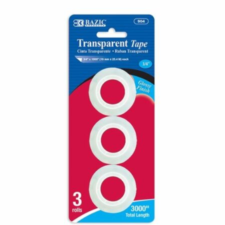 Transparent Tape Refill, 3/4"x1000" (3/Pack)