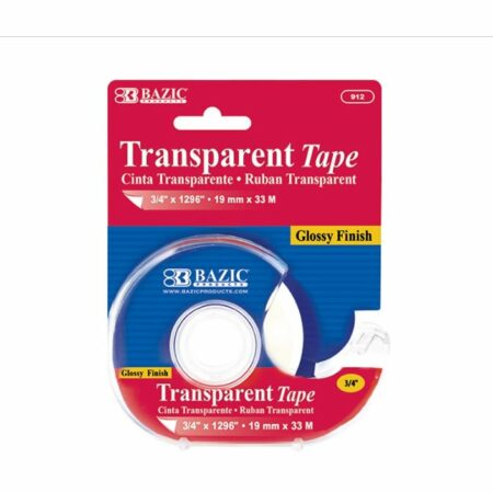 Transparent Tape w/ Dispenser, 3/4"x1296"