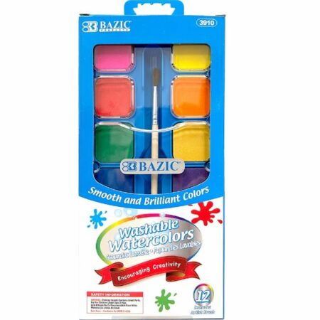 Watercolor Paint Set -12 Colors with Mixing Palette - Pack of 72
