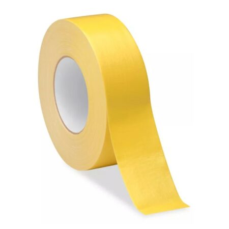 2-inch x 60-yard yellow duct tape – case of 24 rolls. Heavy-duty adhesive with a strong cloth backing for repairs, bundling, and industrial applications.