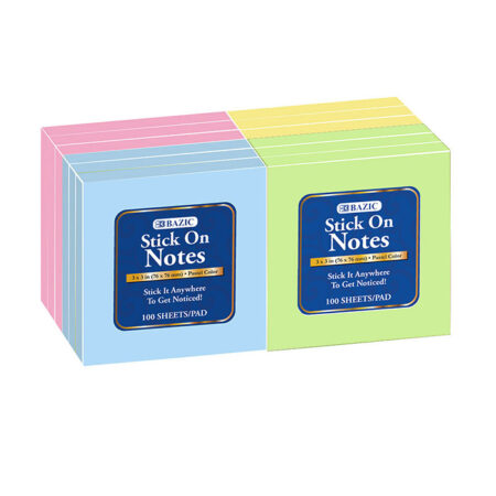 100 Ct. 3" X 3" Stick On Note (12/Shrink)
