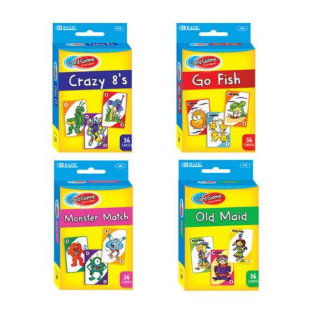 Children’s Card Games Assorted – 36 Cards per Pack – Case of 24 Packs – Classic Fun for Kids