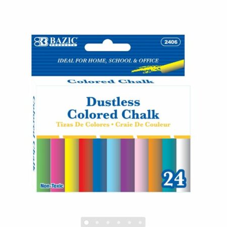 Dustless Assorted Color Chalk (24/Box) - Pack of 24