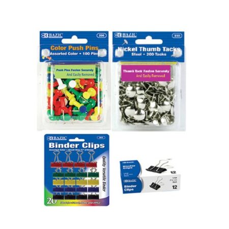 Paper Clips, Binder Clips, Tacks & Pins