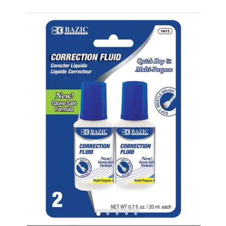 Correction Fluid with Foam Brush – Quick-Drying White-Out