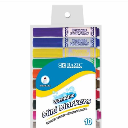10 Color Broad Line Mini Washable Markers - Pack of 144