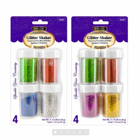 Glitter Shaker Jars Primary Colors 4 Pack - Pack of 72