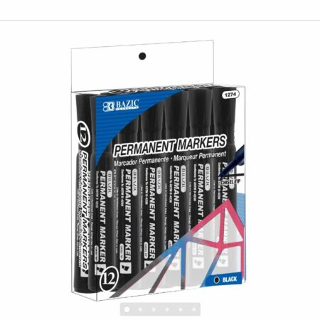 Black Color Chisel Tip Desk Style Permanent Markers (12/Box) - Pack of 72