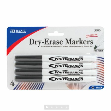 Black Fine Tip Dry-Erase Marker (4/Pack)