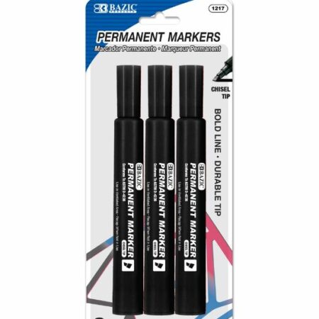 Black Chisel Tip Jumbo Permanent Marker (3/Pack) - Pack of 144