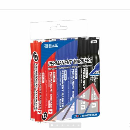 Assorted Color Chisel Tip Desk Style Permanent Markers (12/Box) - Pack of 72