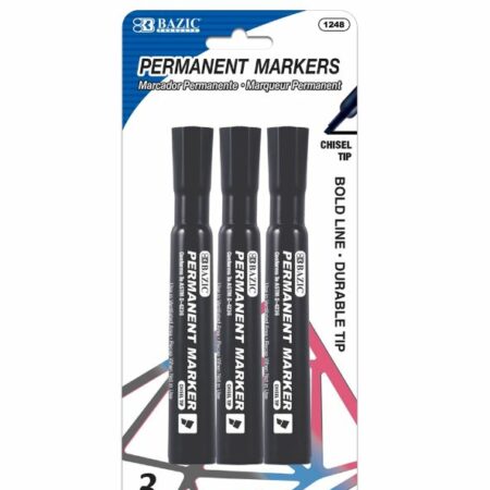 Black Chisel Tip Desk Style Permanent Markers (3/Pack) - Pack of 144